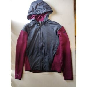 Under Armour Gore Windstopper Jacket Womens Small Grey Burgundy Quilted Hoodie